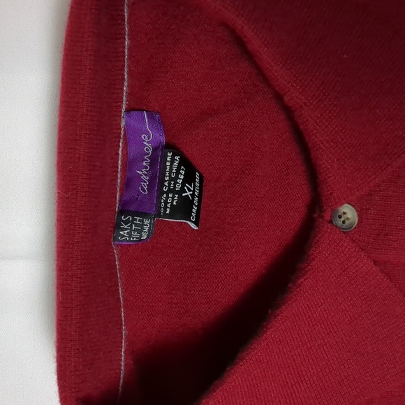 Cashmere Red Collared Sweater Men's XL - Picture 5 of 7